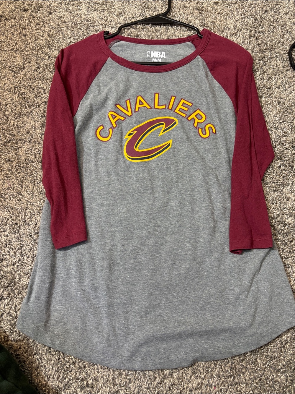 NBA Cleveland Cavaliers Gray and Maroon Raglan Muscle Tee